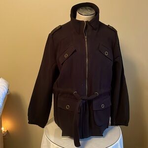 NWT Women’s Black Fully Lined Zip Jacket with Pickets and Belt Perfect for Fall.